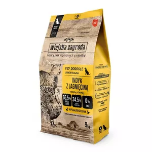 Dry dog food wiejskazagroda Turkey & Lamb Adult M 9 kg — dry kibble, 32% protein, 21% fat, for medium breeds