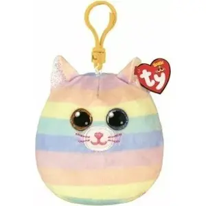 Брелок-плюш TY Squish-a-Boos Heather радужный кот 8,5 см