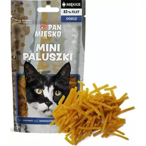Лакомство для кошек pan miĘsko Mini Fish Sticks Cod для взрослых кошек, 50 г, с рыбой, 23% белка, 22% влажности