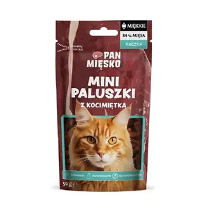 Лакомство для кошек pan miĘsko Mini Duck Sticks с кошачьей мятой 50 г — гипоаллергенное, без злаков и сои, для взрослых кошек