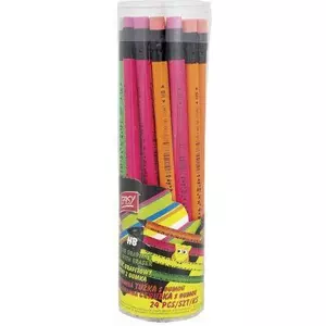 Trīsstūra grafīta zīmulis SPOKEY HB ar dzēšgumiju un fluo pārklājumu