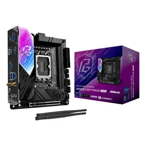 Материнская плата ASROCK B860I Lightning WiFi — Intel B860, LGA 1851, Mini-ITX, DDR5, 2 слота, 4x M.2, 2.5Gb LAN, Wi‑Fi 6E, Bluetooth 5.3