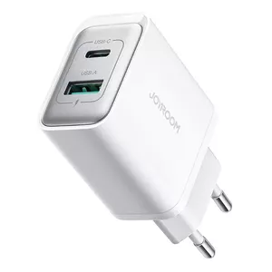 Сетевой зарядный устройство Joyroom TCF15 с двумя портами (USB-A и USB-C) 30W, белый