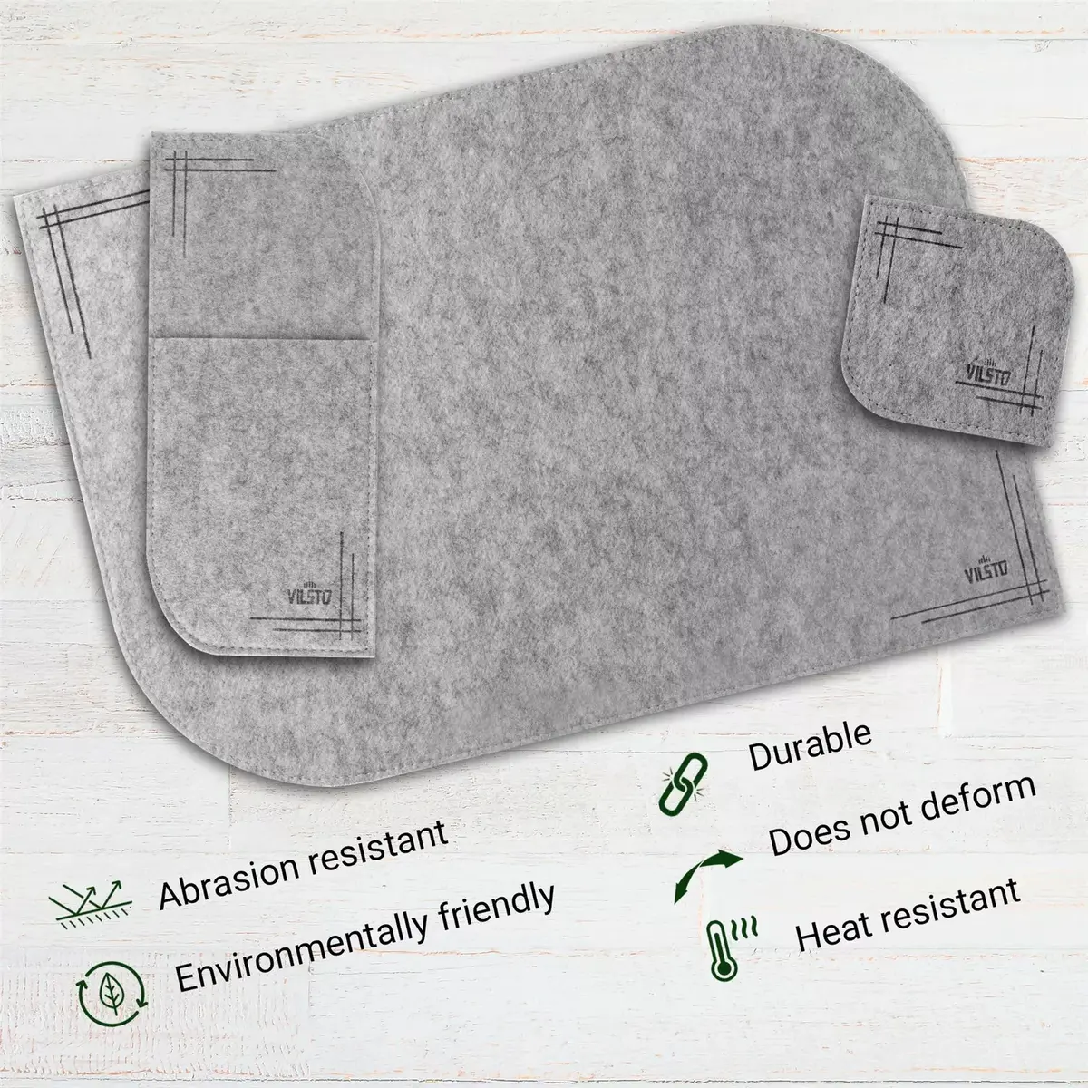 VILSTO PLACEMAT-SET-18pcs-LGREY felt placemats 18pc Photo 4