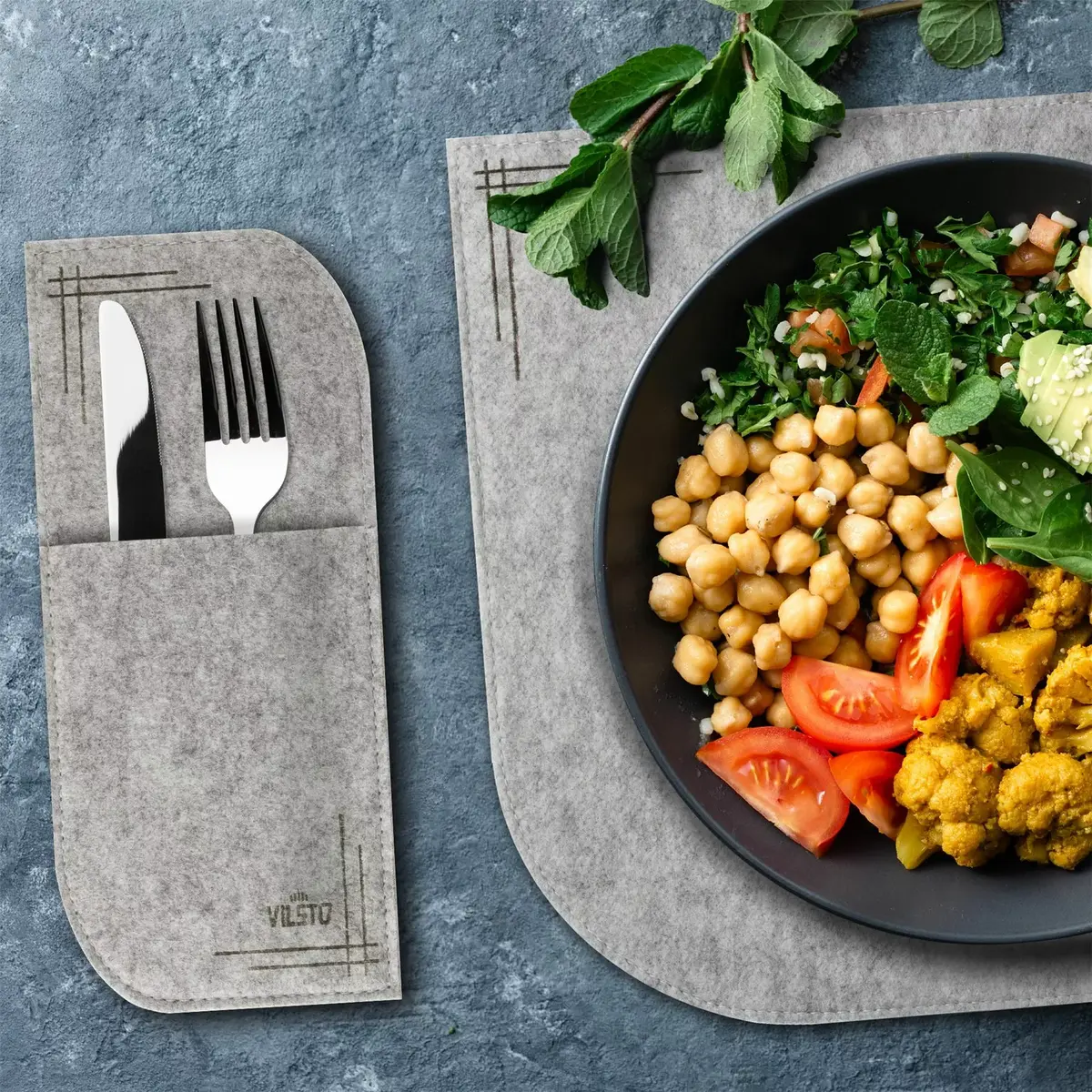 VILSTO PLACEMAT-SET-18pcs-LGREY felt placemats 18pc Photo 6
