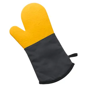 Lurch 00070247 Oven mitt Black and Yellow Cotton and Silicone Heat resistant up to 240 °C