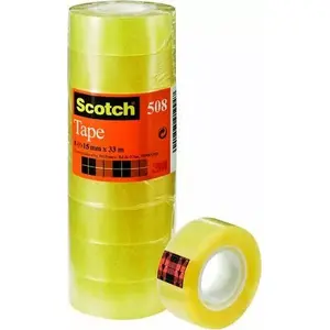 Līmlente Staples Scotch 508 caurspīdīga, 33 m × 15 mm, iepakojumā 10 gab.