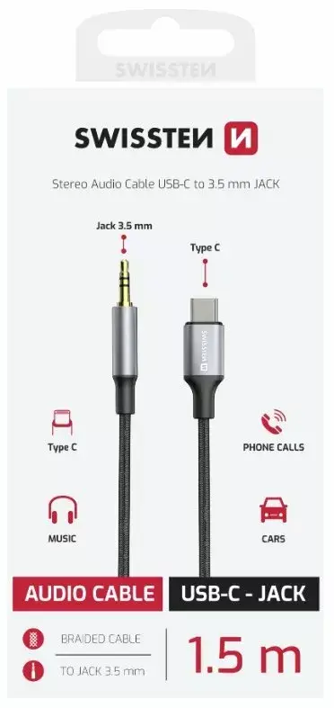 Adapteris SWISSTEN USB-C uz 3,5 mm 1,5 m Photo 2