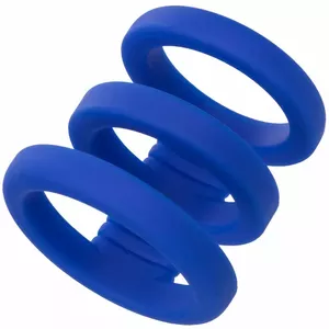 Мужская клетка для пениса CALEXOTICS Admiral Triple Blue D-238318 — силиконовые кольца, регулируемая посадка