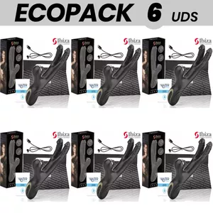 Dubultais vibrators IBIZA TECHNOLOGY Ibiza Two Dragons — iepakojums 6 gab., melns