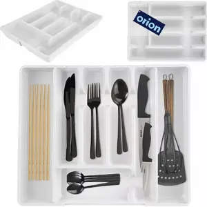 Cutlery Tray Insert for Drawer ORION Ori_150748, white, adjustable 36.5×27.5 cm