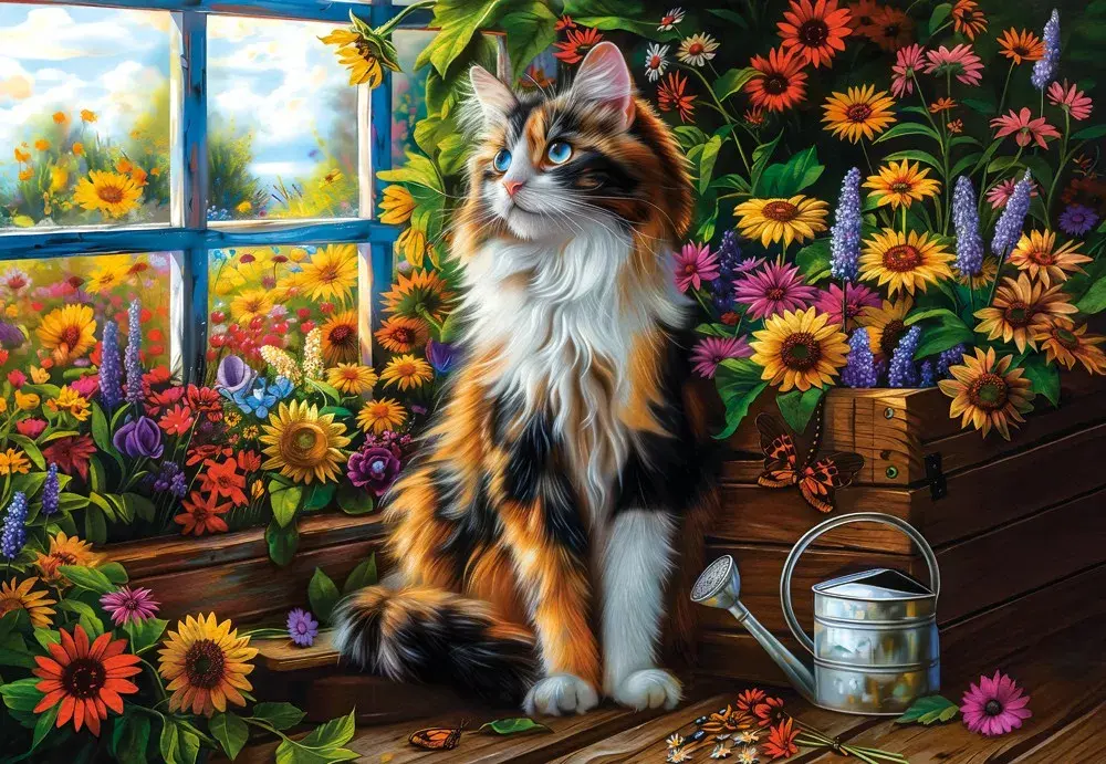 Puzzle Castor Blooming Cat Meditation 1000 gab. Photo 2