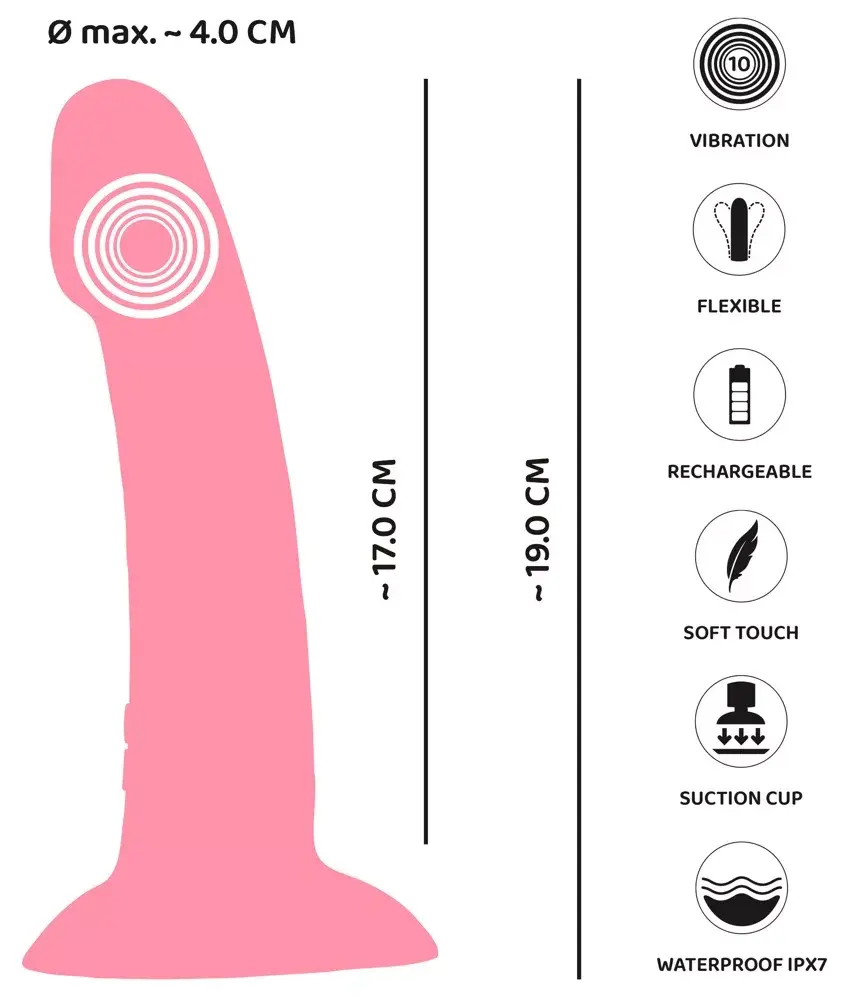 Вибратор you2toys Heart Guy Pink — силикон 19 см Photo 11