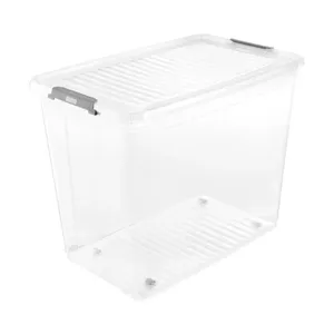 Storage box with lid keeeper Leo 59×38×47 cm 74 L transparent