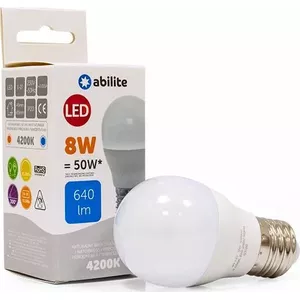 LED spuldze ABILITE Kulka Mleczna E27 8W 230V 640 lm neitrāla gaisma
