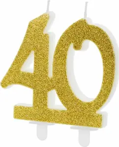 Свеча для торта PartyDeco PARX1281 — цифра 40 с золотым блёстком, 1 шт., универсальная