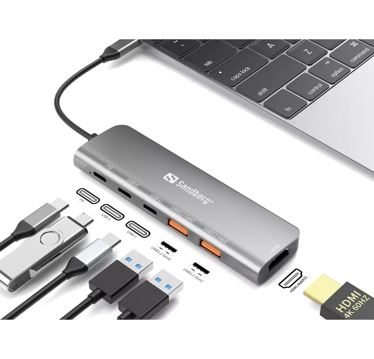 Sandberg USB-C doks HDMI + 2xUSB-A + 2xUSB-C + PD100W Photo 2