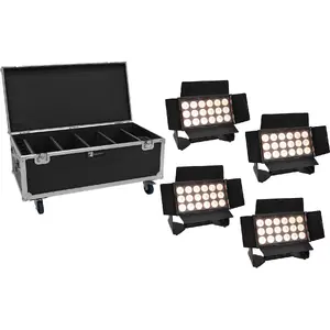 LED multifunctional wash light set EUROLITE 20001034 with 4 rechargeable batteries, 18x10W RGBW LEDs