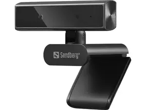 Sandberg Face Scan Webcam Mini Full HD 1080p USB-C melna tīmekļa kamera ar iebūvētu mikrofonu un klipša stiprinājumu