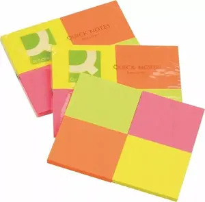 Note paper pads Q-Connect KF10510 — rectangle 38×51 mm, 80 sheets, assorted colours