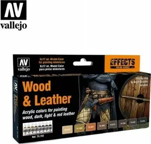 Krāsa VALLEJO Wood & Leather — koka un ādas toņu komplekts, 17 ml pudelītes