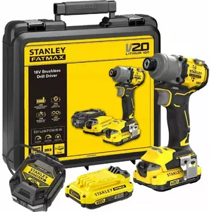 Electric screwdriver STANLEY SFMCF830D2K-QW 18V Li-Ion, 2 Ah x2, 3 gears, 203 N·m, 3200 RPM, LED, pistol handle