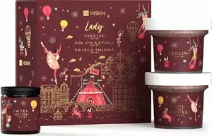 Body peeling 200ml + bath salt 200ml + soy candle 100ml set — Alkotest HISKIN_SET