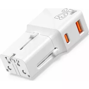 Power travel adapter MOBILE ORIGIN TAD25-2P-WHT — 25W, EU/US/UK/AU plugs, white