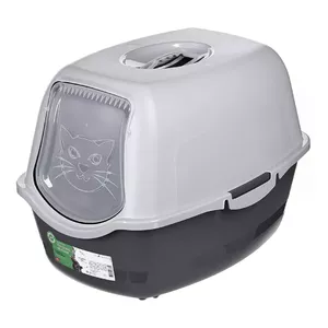 Litter box DIAMENTIQ BAYA light grey/dark grey 55.5×40×38.7 cm, plastic, reversible door