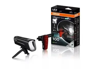 Ledvance BIKE RACE LED Bike Lamp Front and Rear White and Red Light Black Plastic Lithium-Ion Steady and Flashing