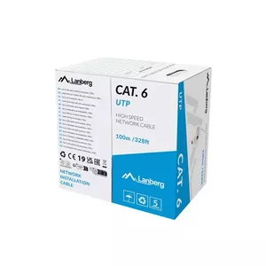 Tīkla kabelis Lanberg LCU6-11CU-0100-S U/UTP Cat6 100 m Pelēks