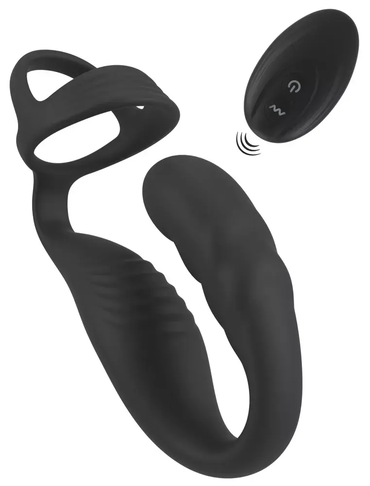 Массажёр простаты Rebel Silicone Black — два мотора, пульт Photo 2