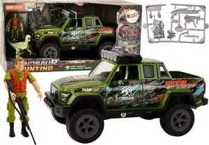 LEANToys All Terrain Hunting Car with Dinosaur Theme, Lights and Sounds, Green