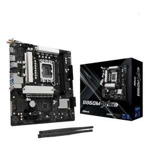 Mātes plate ASRock B860M-X WiFi — Intel B860, LGA 1851, micro ATX, DDR5, 2 DIMM, 4x M.2, 2.5Gb LAN, Wi‑Fi 6E, Bluetooth 5.3