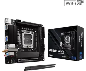 Материнская плата ASRock B860I WiFi — Intel B860, LGA 1851 (Socket V1), mini ITX, DDR5, 2 слота DIMM, Wi‑Fi 6E, 2.5Gb LAN, 1x M.2, 4x SATA III