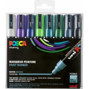 Маркер POSCA PC5M с Medium-совком, комплект 8 шт., холодные тона