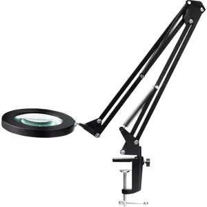 Galda lampa Activeshop LAMPA LUPA LED GLOW 308 melna — lampa ar palielināmo stiklu un LED