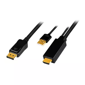 LogiLink CH0091 video cable adapter 2 m HDMI + USB Type-A DisplayPort Black