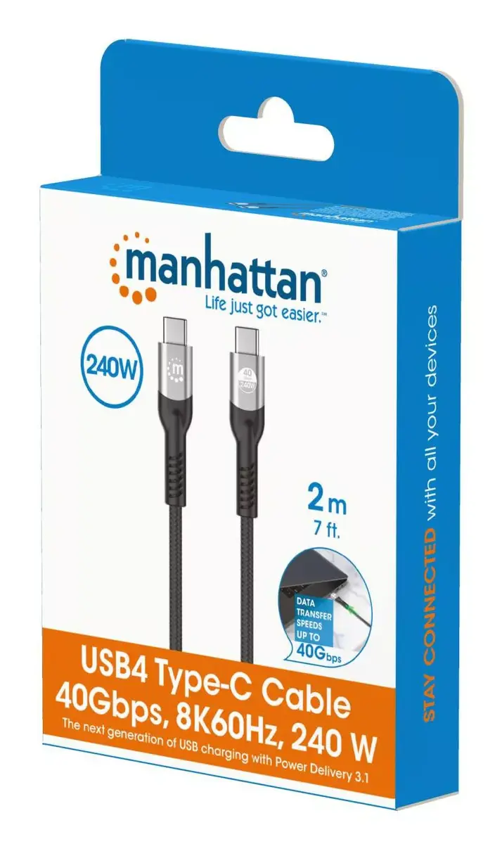 USB-C Male to USB-C Male kabelis Manhattan 2m Photo 2