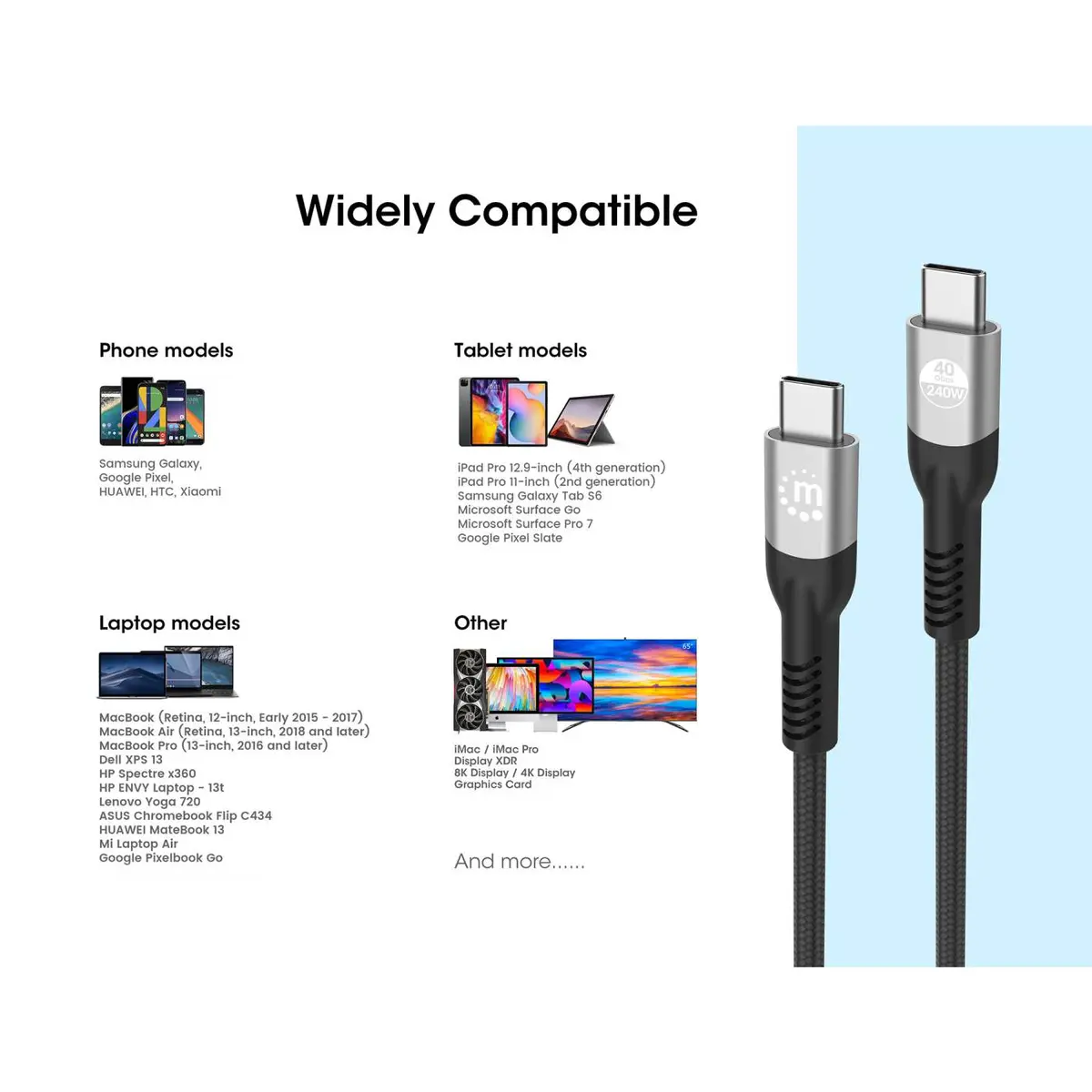Manhattan USB4 USB-C uz USB-C kabelis 2m Photo 14
