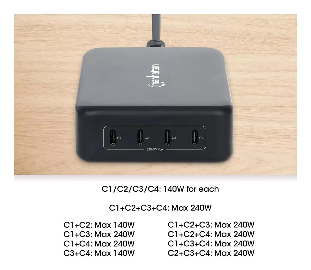 Lādētājs Manhattan Četri USB-C PD Porti Photo 5