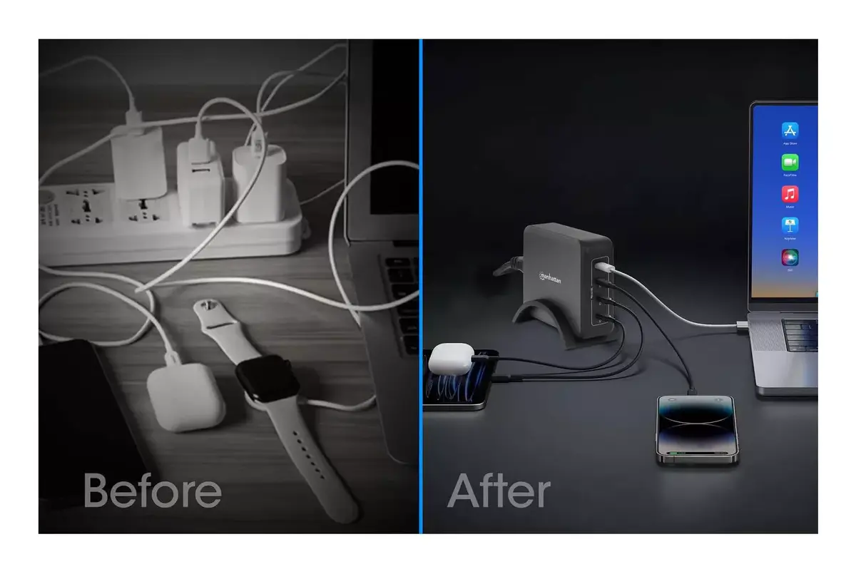 Lādētājs Manhattan Četri USB-C PD Porti Photo 8