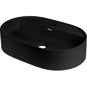 Oval granite countertop washbasin Deante CQS_NU6B with faucet, countertop-mounted