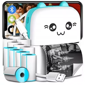 Printeris Blun Cat Mini printer Mini printeris ar termopapīru melns
