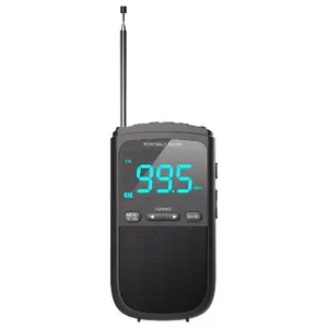 Portable mini radio Camry CR 1905 with alarm function, black — compact bedside radio
