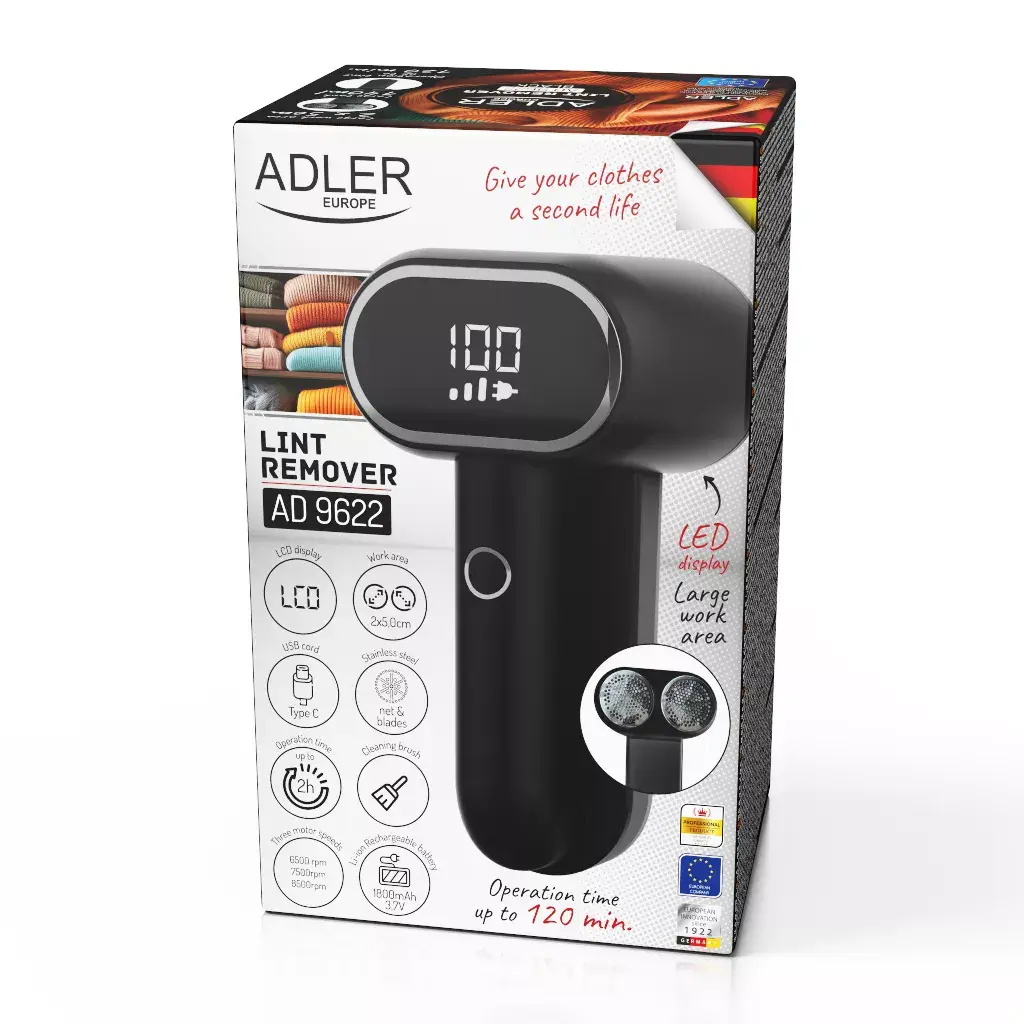 Машинка для катышков Adler AD 9622 — перезаряжаемая, 10 Вт Photo 3