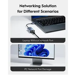 USB-A to Gigabit Ethernet Adapter Cudy UE10A, aluminum, plug-and-play
