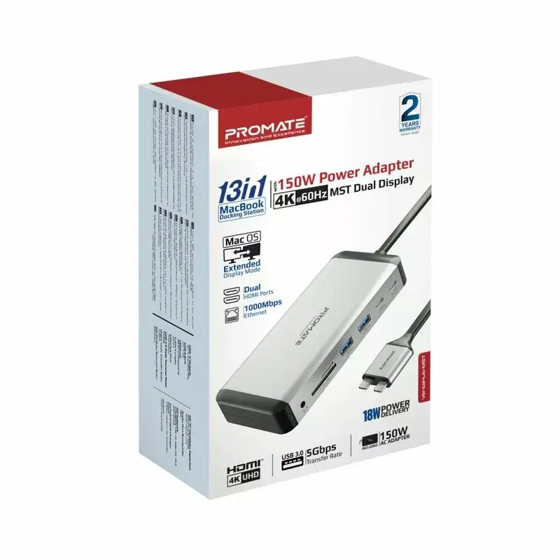 Мультимедийный хаб Promate VersaHub-MST Dual USB-C Photo 6