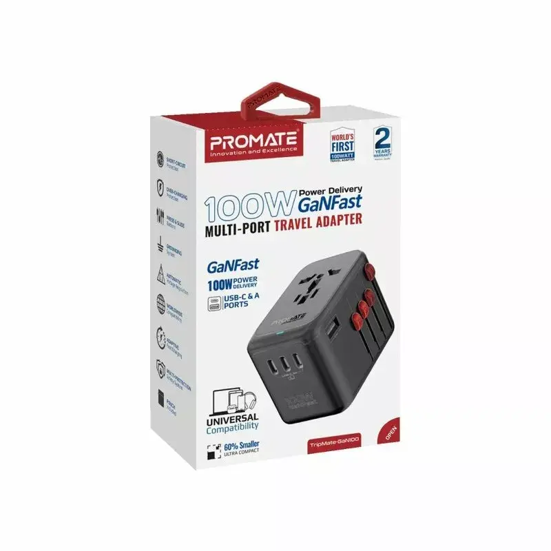 Sienas lādētājs Promate TripMate-GaN100 100W Photo 5