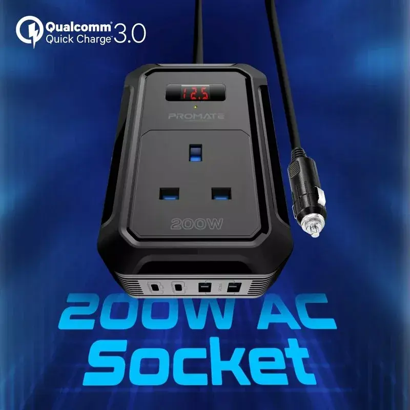 Автомобильный инвертор Promate Inverto-200W Photo 2